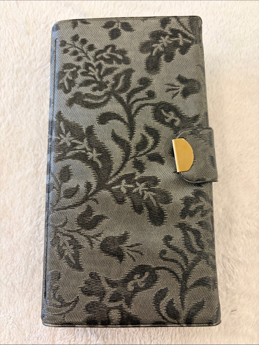 Vintage Elegant Floral Organizer in Gray with Gold Clasp - Picture 1 of 4